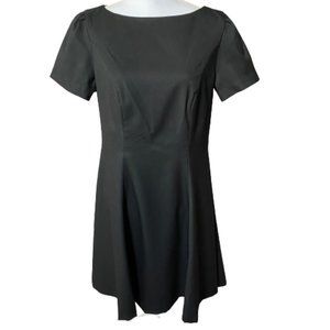 H&M Fit and Flare Pleated Black Dress Size 12